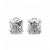 14K White Gold 0.50 Carat Square Stud Diamond Earrings