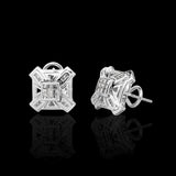 14K White Gold 0.50 Carat Square Stud Diamond Earrings