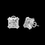 14K White Gold 0.50 Carat Square Stud Diamond Earrings