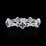 Pulsera de oro blanco de 14 quilates con diamantes, motivo hoja de trébol e infinity, 7.53 quilates