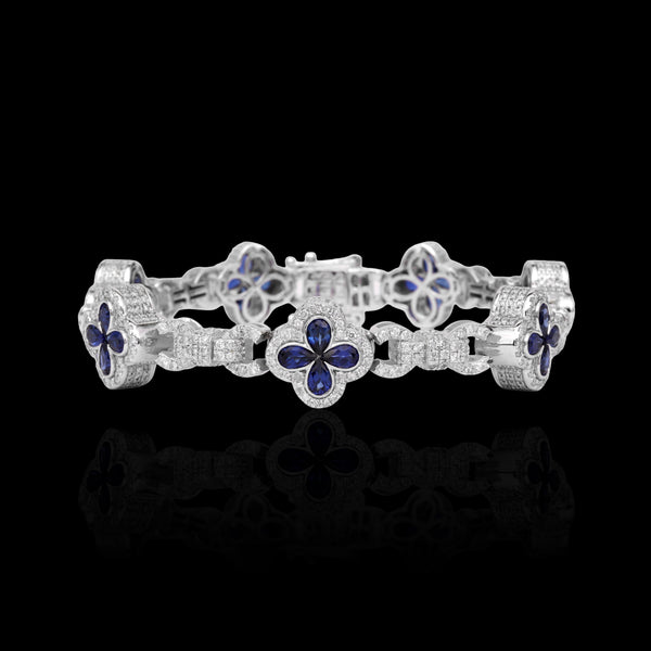 14K White Gold 7.53 Carat Leaf Clover Infinity Link Diamond Bracelet