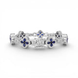 Pulsera de oro blanco de 14 quilates con diamantes, motivo hoja de trébol e infinity, 7.53 quilates