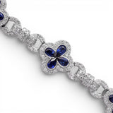 Pulsera de oro blanco de 14 quilates con diamantes, motivo hoja de trébol e infinity, 7.53 quilates