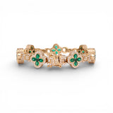 Pulsera de diamantes de oro amarillo de 14 quilates y 7,53 quilates con trébol de cuatro hojas y eslabones de infinito