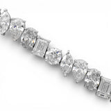 Pulsera de diamantes de laboratorio de oro blanco de 14K con varias formas y 26,00 quilates