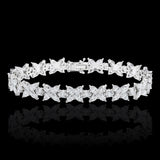 14K White Gold Lab-Stone ButterFly Eternity Tennis Set 10.20 Carat Round & Marquise-Cut Diamond Bracelet