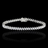 14K White Gold Lab-Stone Eternity Tennis Set 4.61 Carat Marquise-Cut Diamond Bracelet