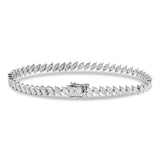 14K White Gold Lab-Stone Eternity Tennis Set 4.61 Carat Marquise-Cut Diamond Bracelet
