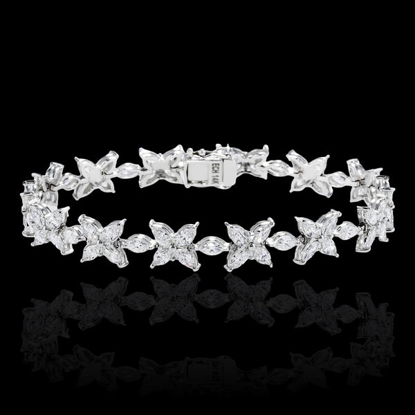 White Gold bracelet with butterfly-shaped diamonds on a black background