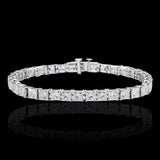 14K White Gold Lab-Stone Eternity Tennis Set 17.62 Carat Princess-Cut Diamond Bracelet