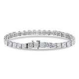 14K White Gold Lab-Stone Eternity Tennis Set 17.62 Carat Princess-Cut Diamond Bracelet