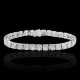 14K White Gold Lab-Stone Eternity Tennis Set 20.23 Carat Round-Cut Diamond Bracelet