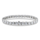 14K White Gold Lab-Stone Eternity Tennis Set 20.23 Carat Round-Cut Diamond Bracelet