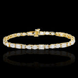 14K Yellow Gold Multi Lab-Stone Eternity Tennis Set 11.80 Carat Diamond Bracelet