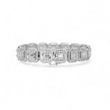 14K White Gold 9.42 Carat Square Link Baguette Diamond Bracelet