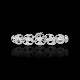 14K White Gold 8.00 Carat Natural Pave Diamond Puffed Mariner Link Bracelet