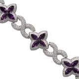 14K White Gold Leaf Clover Infinity Link Diamond Bracelet