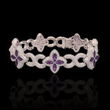 14K White Gold Leaf Clover Infinity Link Diamond Bracelet