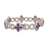 14K White Gold Leaf Clover Infinity Link Diamond Bracelet