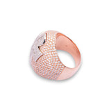 14K Rose Gold 4.24 Carat Natural Diamond Dome Cluster Cross Ring