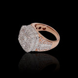 14K Rose Gold 13.42 Carat Natural Diamond Multi Row Square Cushion Cluster Ring