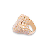 14K Yellow Gold 4.02 Carat Natural Diamond Signet Cross Ring