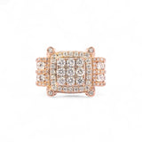 14K Rose Gold 8.00 Carat Natural Diamond Multi Row Square Ring