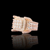 14K Rose Gold 8.00 Carat Natural Diamond Multi Row Square Ring