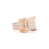 14K Rose Gold 8.00 Carat Natural Diamond Multi Row Square Ring