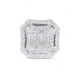 14K White Gold 3.50 Carat Natural Diamond Halo Octagon Classic Cluster Ring