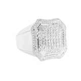 14K White Gold 3.50 Carat Natural Diamond Halo Octagon Classic Cluster Ring