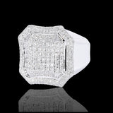 14K White Gold 3.50 Carat Natural Diamond Halo Octagon Classic Cluster Ring