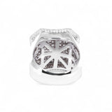14K White Gold 3.50 Carat Natural Diamond Halo Octagon Classic Cluster Ring