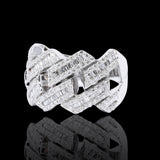 14K White Gold 6.00 Carat Natural Diamond Cuban Link Ring