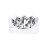 14K White Gold 6.00 Carat Natural Diamond Cuban Link Ring