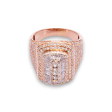 14K Rose Gold 5.20 Carat Diamond Rectangle Multi Row Cluster Ring