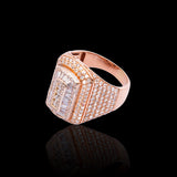 14K Rose Gold 5.20 Carat Diamond Rectangle Multi Row Cluster Ring