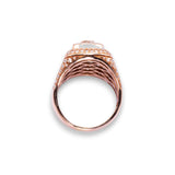 14K Rose Gold 5.20 Carat Diamond Rectangle Multi Row Cluster Ring