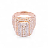 14K Rose Gold 5.20 Carat Diamond Rectangle Multi Row Cluster Ring