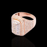 14K Rose Gold 5.20 Carat Diamond Rectangle Multi Row Cluster Ring
