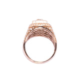 14K Rose Gold 5.20 Carat Diamond Rectangle Multi Row Cluster Ring