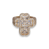 14K Yellow Gold 5.78 Carat Natural Diamond Iced-Out Signet Cross Ring