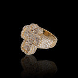 14K Yellow Gold 5.78 Carat Natural Diamond Iced-Out Signet Cross Ring