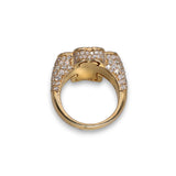 14K Yellow Gold 5.78 Carat Natural Diamond Iced-Out Signet Cross Ring