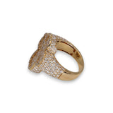 14K Yellow Gold 5.78 Carat Natural Diamond Iced-Out Signet Cross Ring