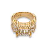 14K Yellow Gold 6.00 Carat Natural Diamond Square Layered Cluster Ring