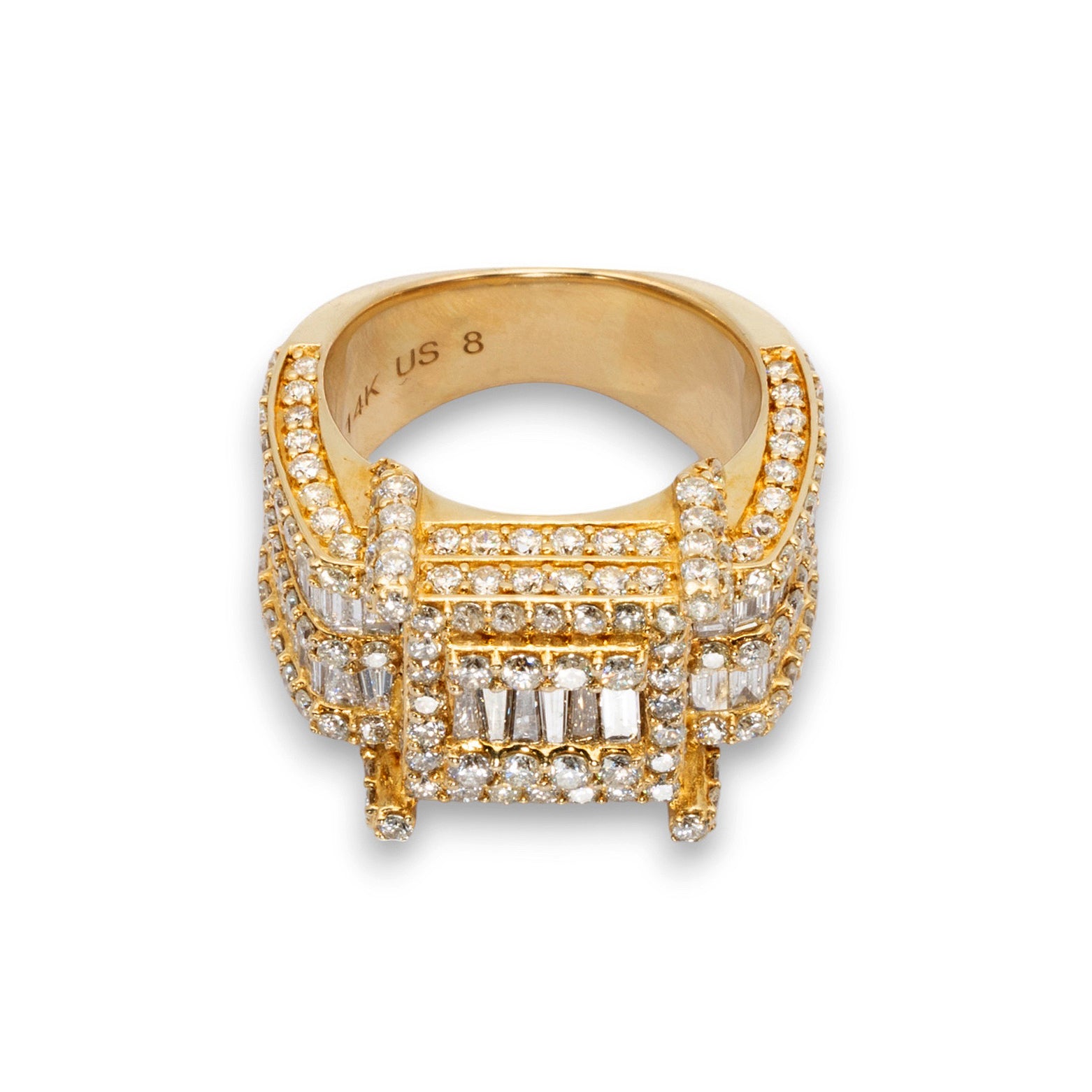 Anillo de racimo cuadrado de oro amarillo de 14K con diamante natural de 6.00 quilates en capas