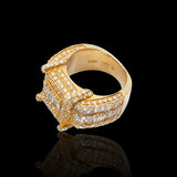 14K Yellow Gold 6.00 Carat Natural Diamond Square Layered Cluster Ring