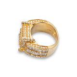 14K Yellow Gold 6.00 Carat Natural Diamond Square Layered Cluster Ring