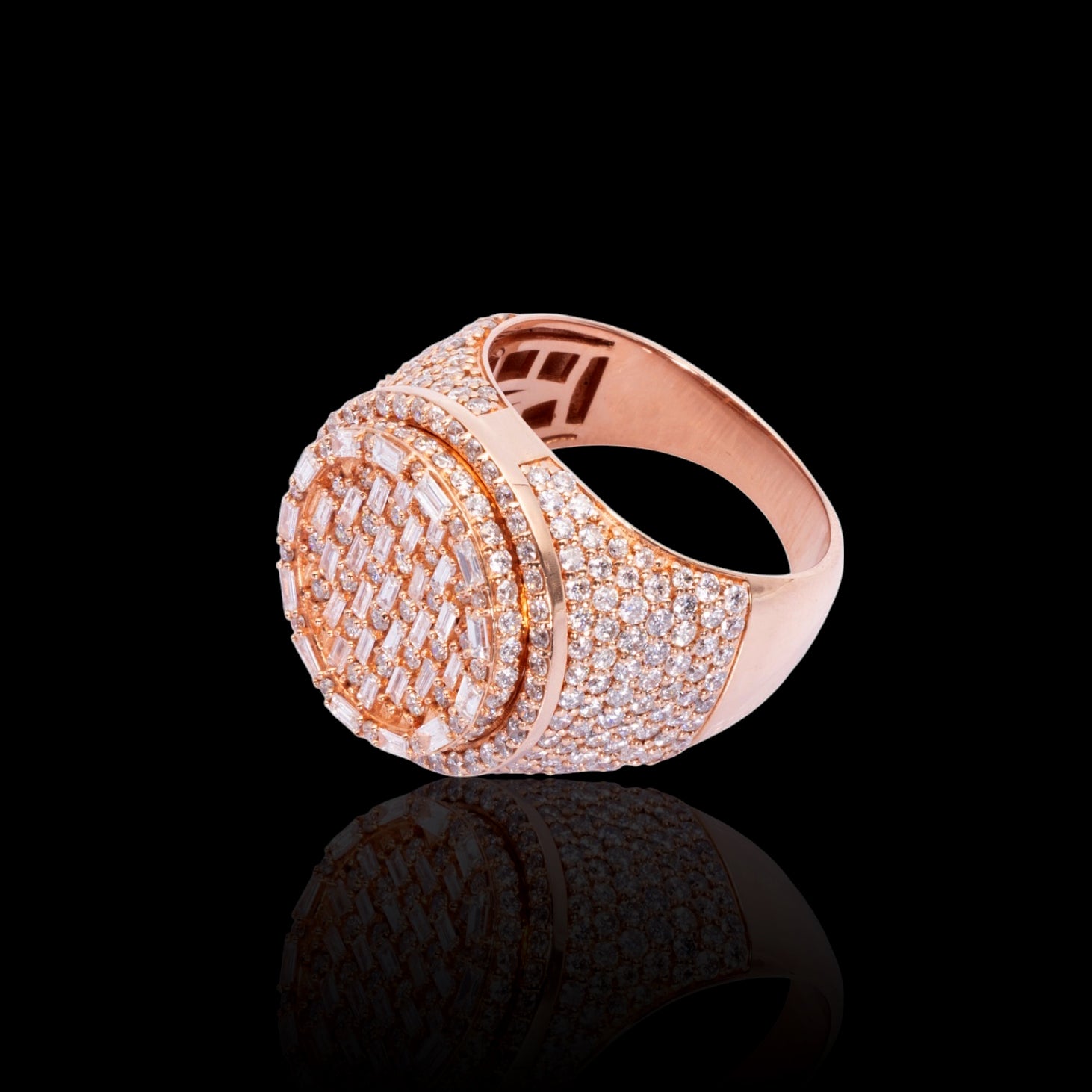 14K Rose Gold 5.22 Carat Natural Diamond Double Layered Circle Ring